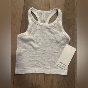 NWT Lululemon Athletica White Swiftly Pointelle Cropped Racerback Tank Size 4